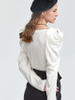 Lengan sutera leher putih borong putih lengan panjang untuk wanita dari pengeluar pakaian 